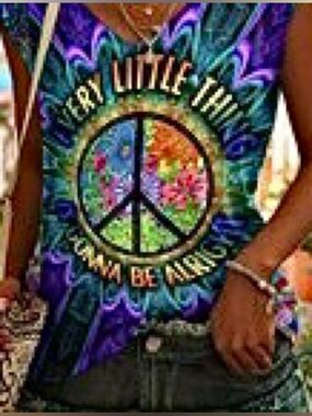 Colorful Peace Sign Graphic Tank Top - Tie-Dye Floral. Size M. NWT.